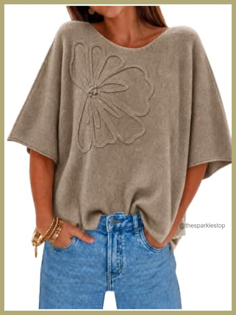 Womens Oversized Half Sleeve Knit Sweater Pullover Boat Neck Lightweight